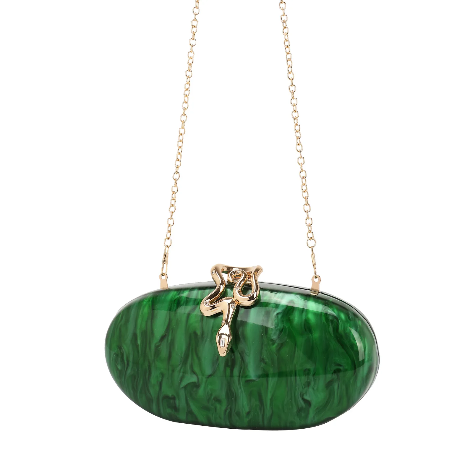 

Ladies Dinner Oval Snake Lock Acrylic Bag Fashion Chain Shoulder Messenger Bag Bolso Diseñador De Lujo Bolsos De Mujer Tendencia