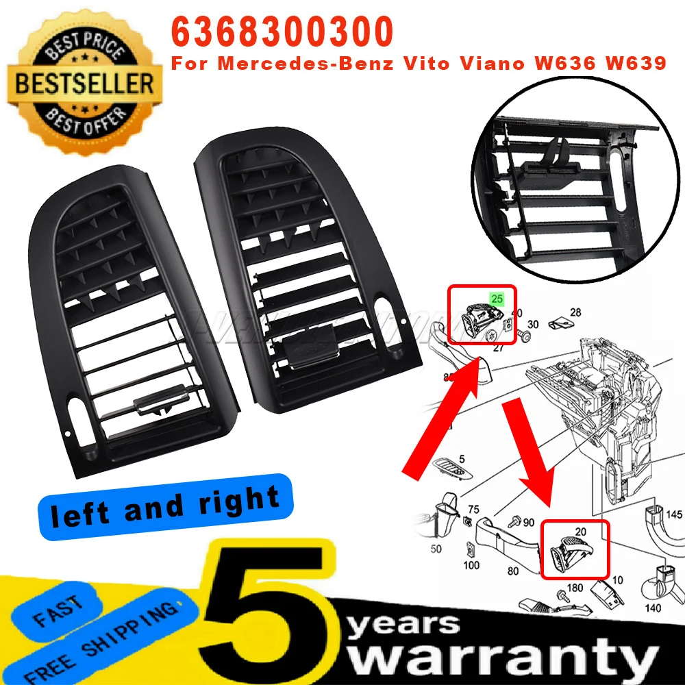 For Mercedes Benz Vito Viano W636 W639 6368300200 New Air Vent Outlet Cover Panel AC Vent Grille L/R Car Accessories 6368300300