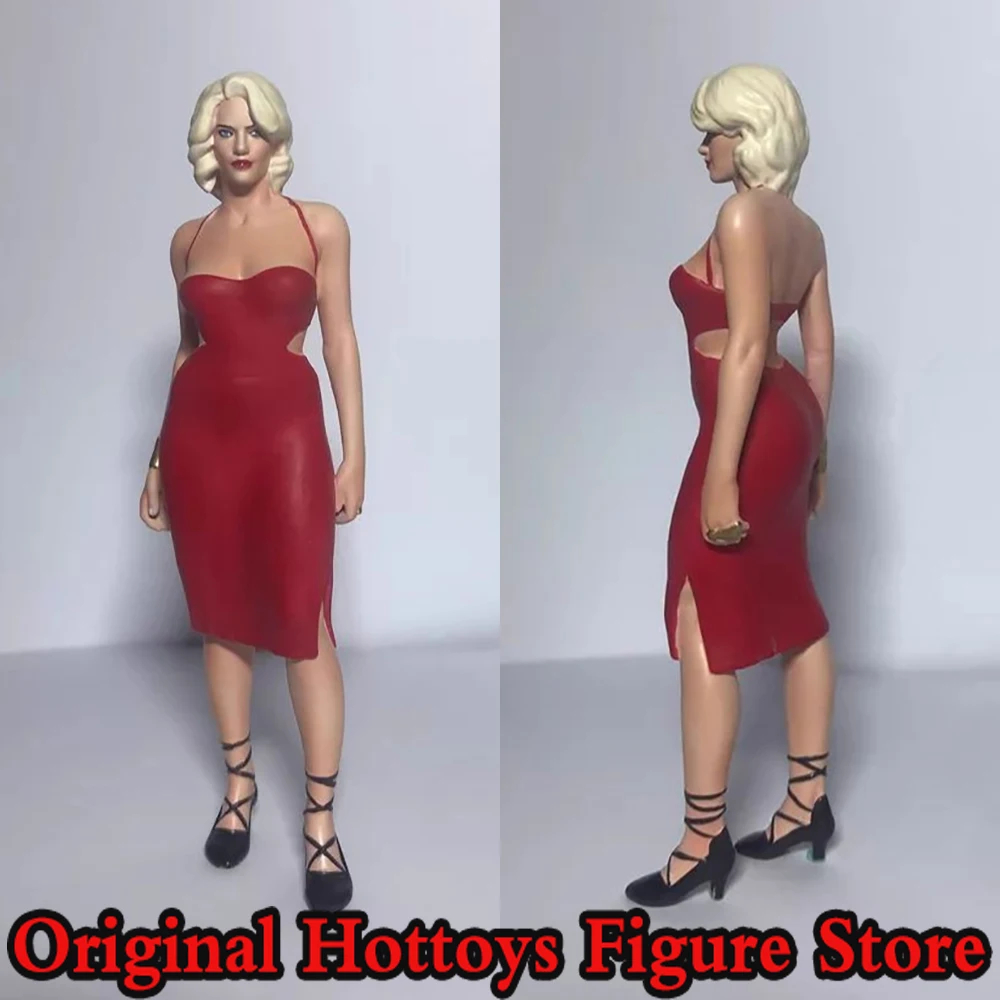 

1/18 Scale Female Soldier Red Dress Spicy Girl Mini Painting Sculpture Full Set 9cm Action Figure Model Gifts Collection