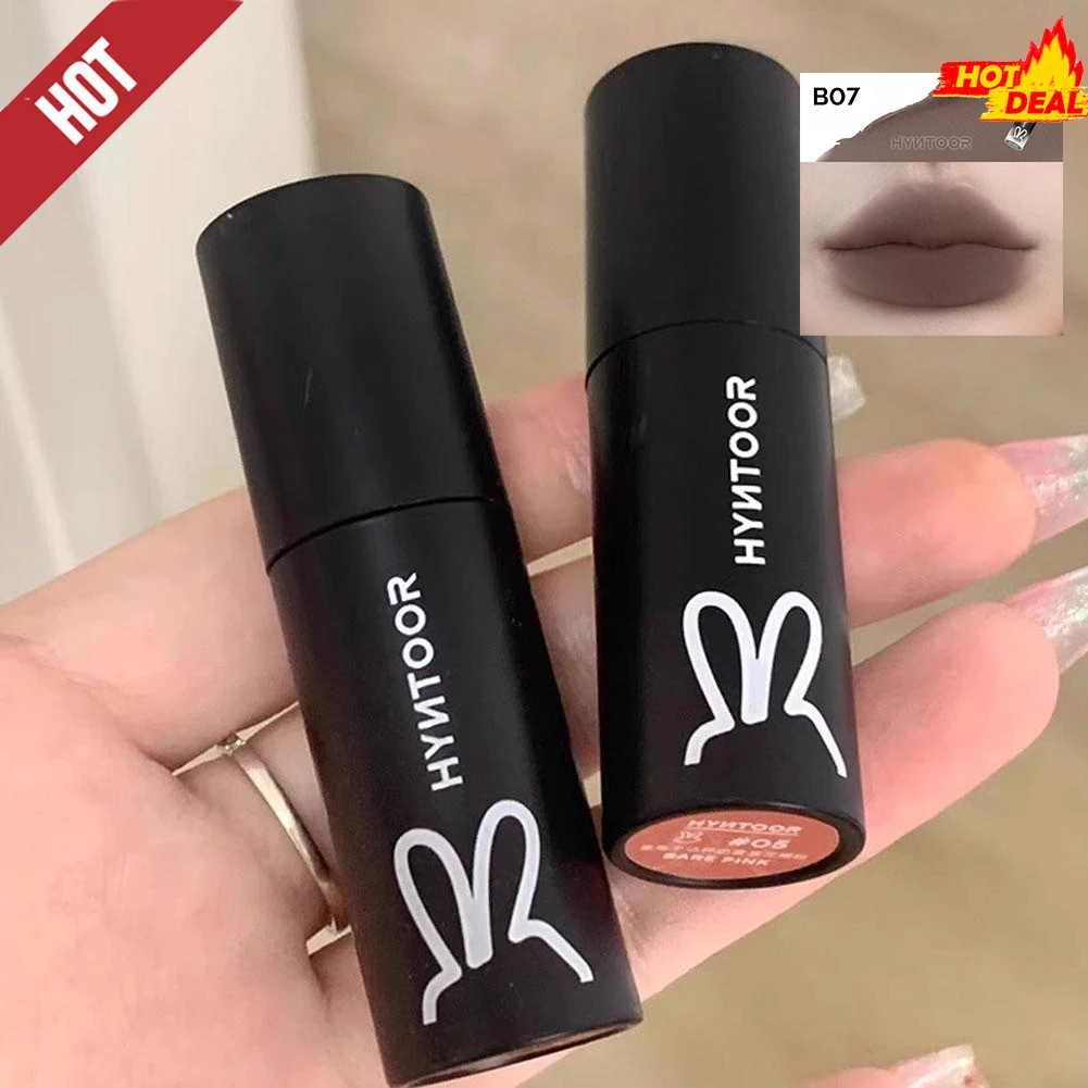 

HYNTOOR More Colors Soft Mist Velvet Punk Nude Black Gothic Высокие цвета Грязь для губ Антипригарная чашка Стойкая помада Матовый макияж губ