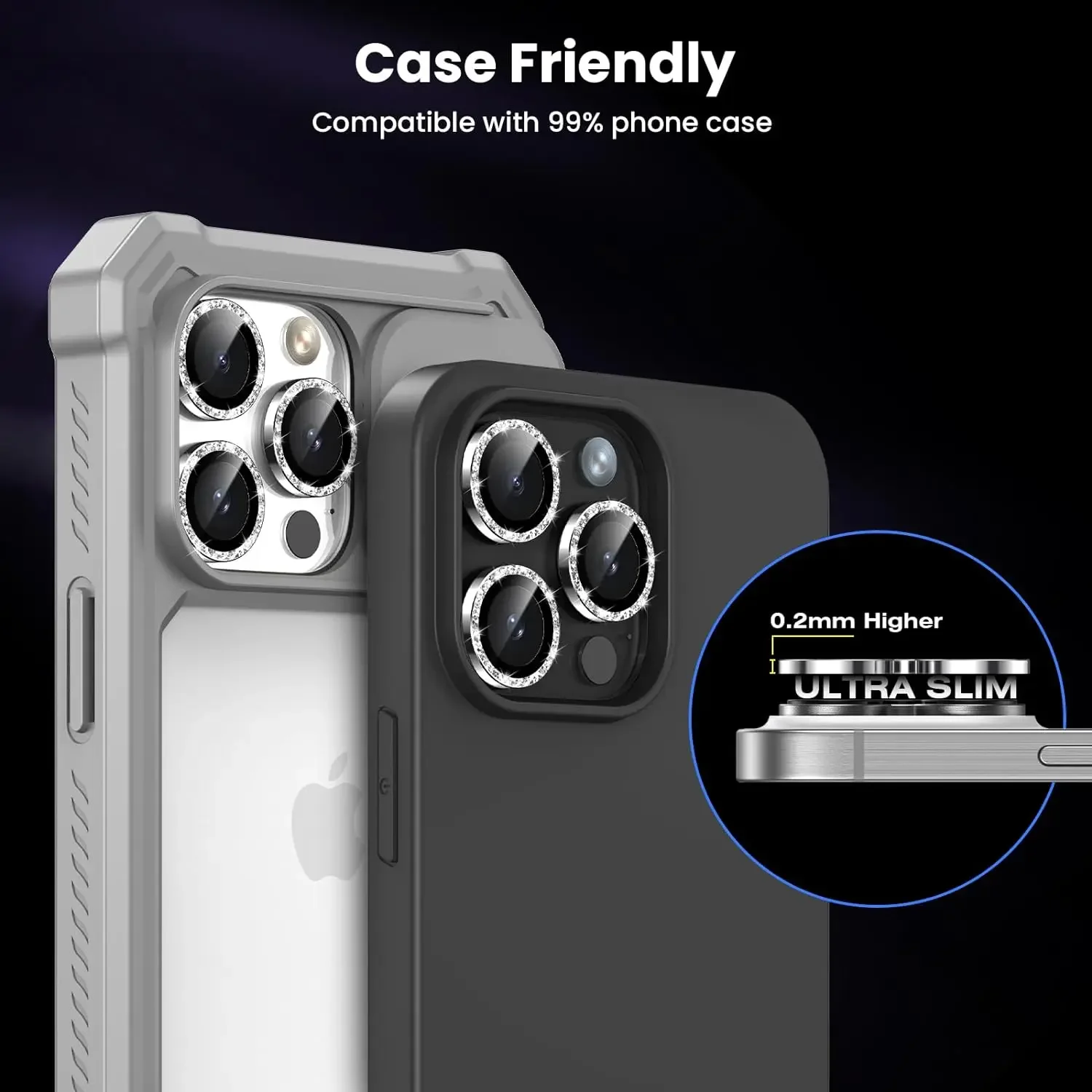 Glitter Camera Lens Protector Cover For iPhone 17 Pro Max Air 14 15 16 Pro Max 15Pro 15 16 Plus 14Pro Tempered Glass Protection