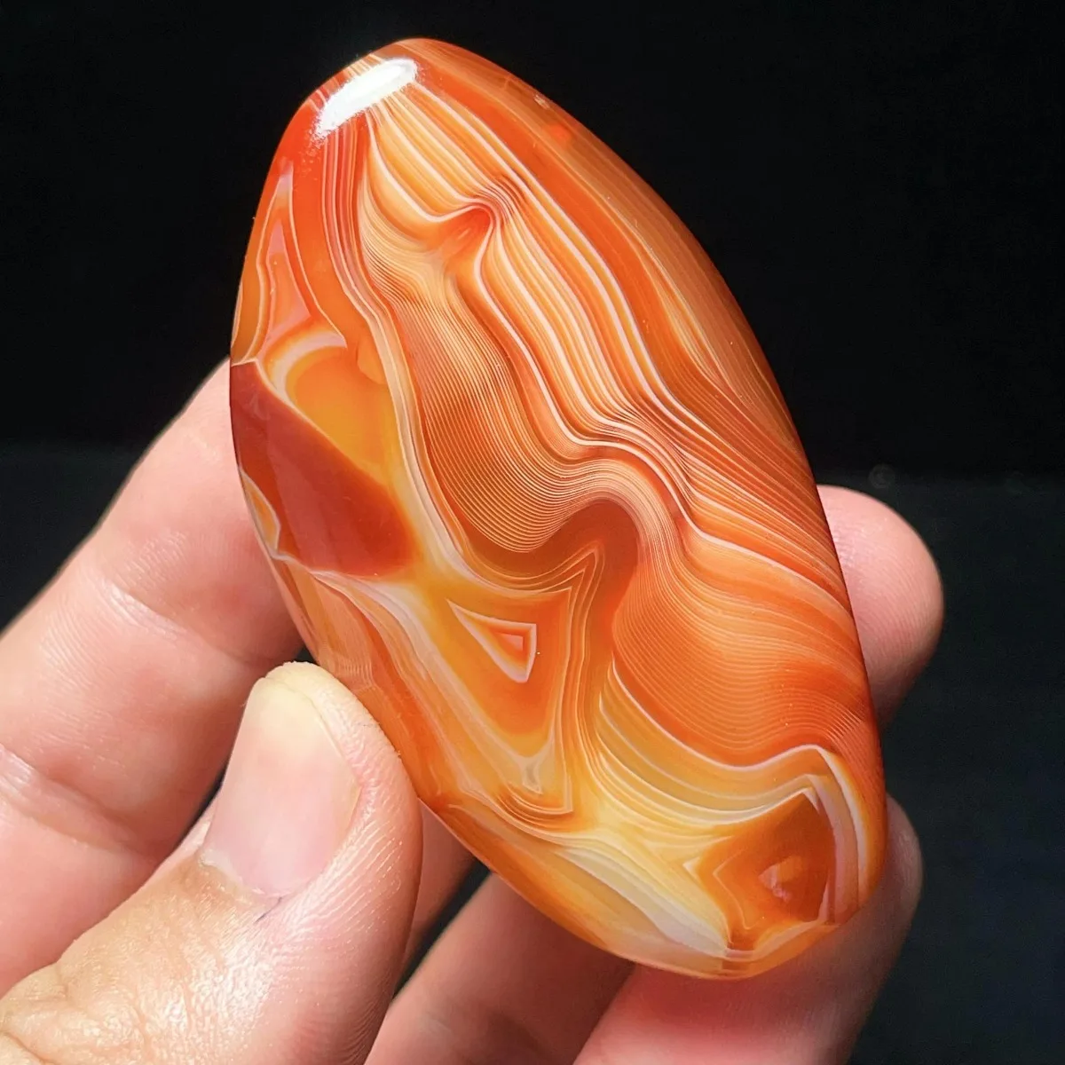 Authentic Stone Banded Agate Palm Stone, Tumbled Polished, Vibrant Color, Table Decor, Natural Stone, Crystal Collection