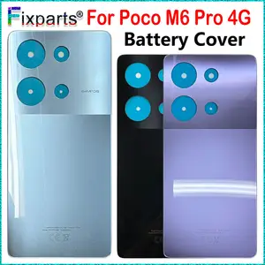 Bilashmart Xiaomi Poco M6 Pro 4G Battery Cover Back Rear Door Housing Case Back Panel Poco M6Pro Battery Cover With Adhesive