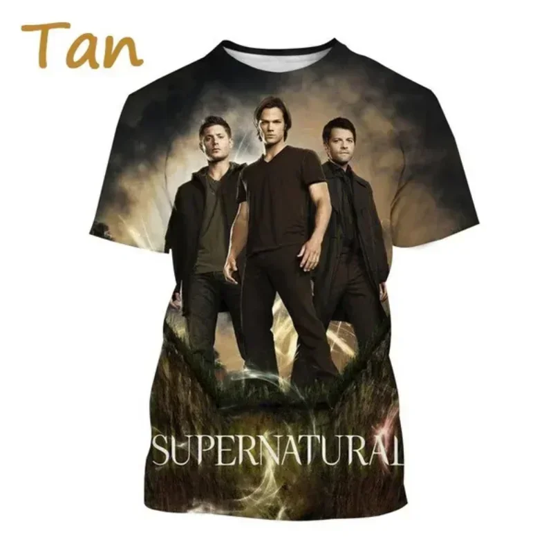 Jensen Ackles 3D Print T-shirt Fashion Personality Men Clothing Dean Winchester Supernatural Movie Graphic T Shirt Harajuku Tops