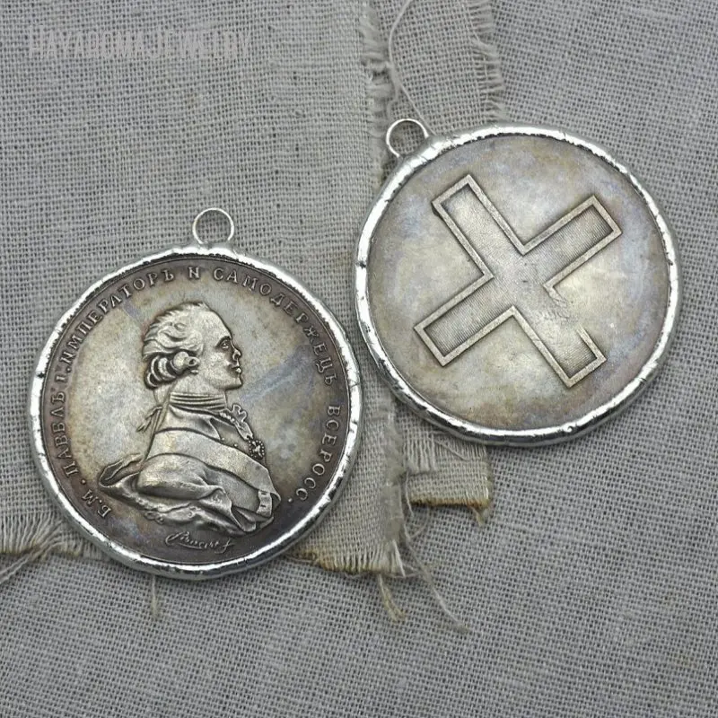 

10Pcs Religious Rhinestone Cross Coin Pewter Medallion Pendant Solder Handmade Jewelry Finding Keychain Keyring Charm