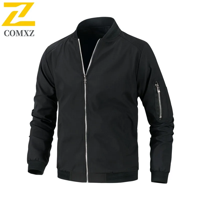 COMXZ 2025 جديد الرجال سترة الوقوف طوق تصميم تسلق ارتداء مقاومة دراجة نارية معطف أنيق رحلة ضوء الخريف ملابس خارجية #2