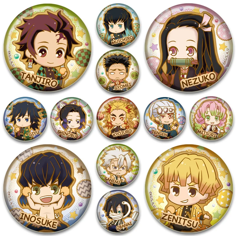 Agatsuma Zenitsu Kanroji Mitsuri Demon Anime Brooch Kochou Shinobu Tsuyuri Kanao Kamado Tanjirou Kamado Nezuko Badge Cartoon Pin