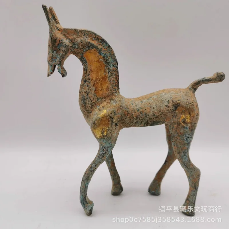 Genuine Bronze Gilt Horse Craft Ornament, Antique Collection, Gift, Decorative Item for Display Shelf
