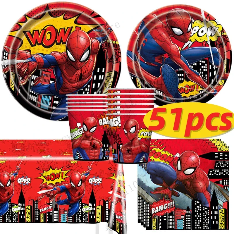 Spiderman Party Tableware Cutlery Paper Plate Cup Tablecloth Kids Cartoon Happy Birthday Decoration Baby Shower Supplies