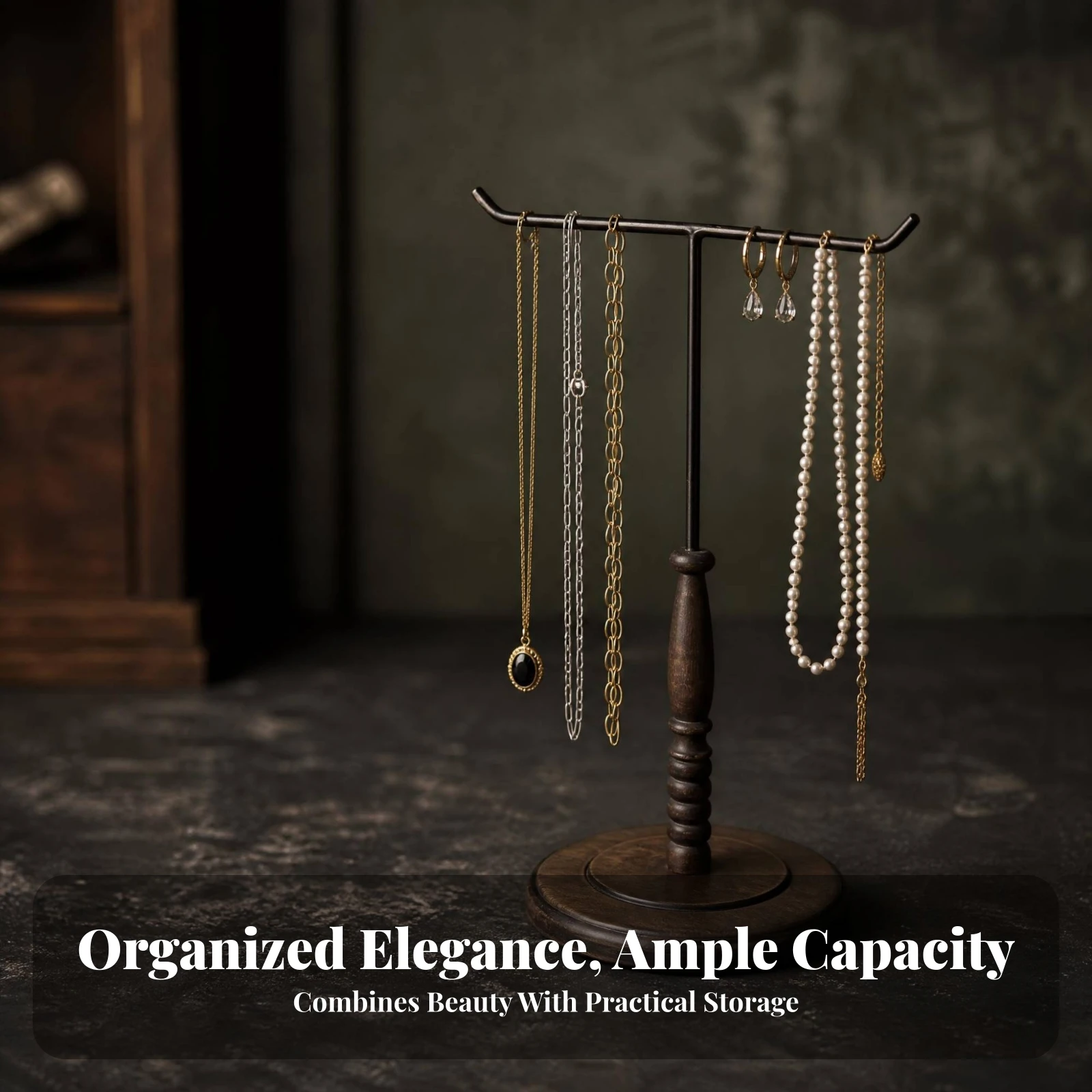 

Jewelry Display Stand Compact T-Shaped Bar Display Stand Tabletop Decor Decorative Space-Saving