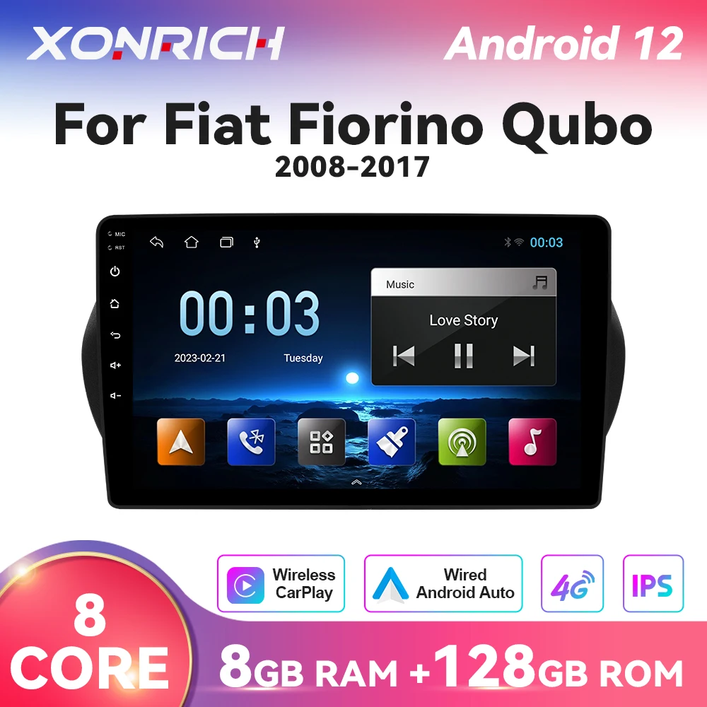 Wireless Carplay For Fiat Fiorino Qubo Citroen Nemo Peugeot Bipper 2008-2017 Android Auto Car Multimedia Player GPS Navigation