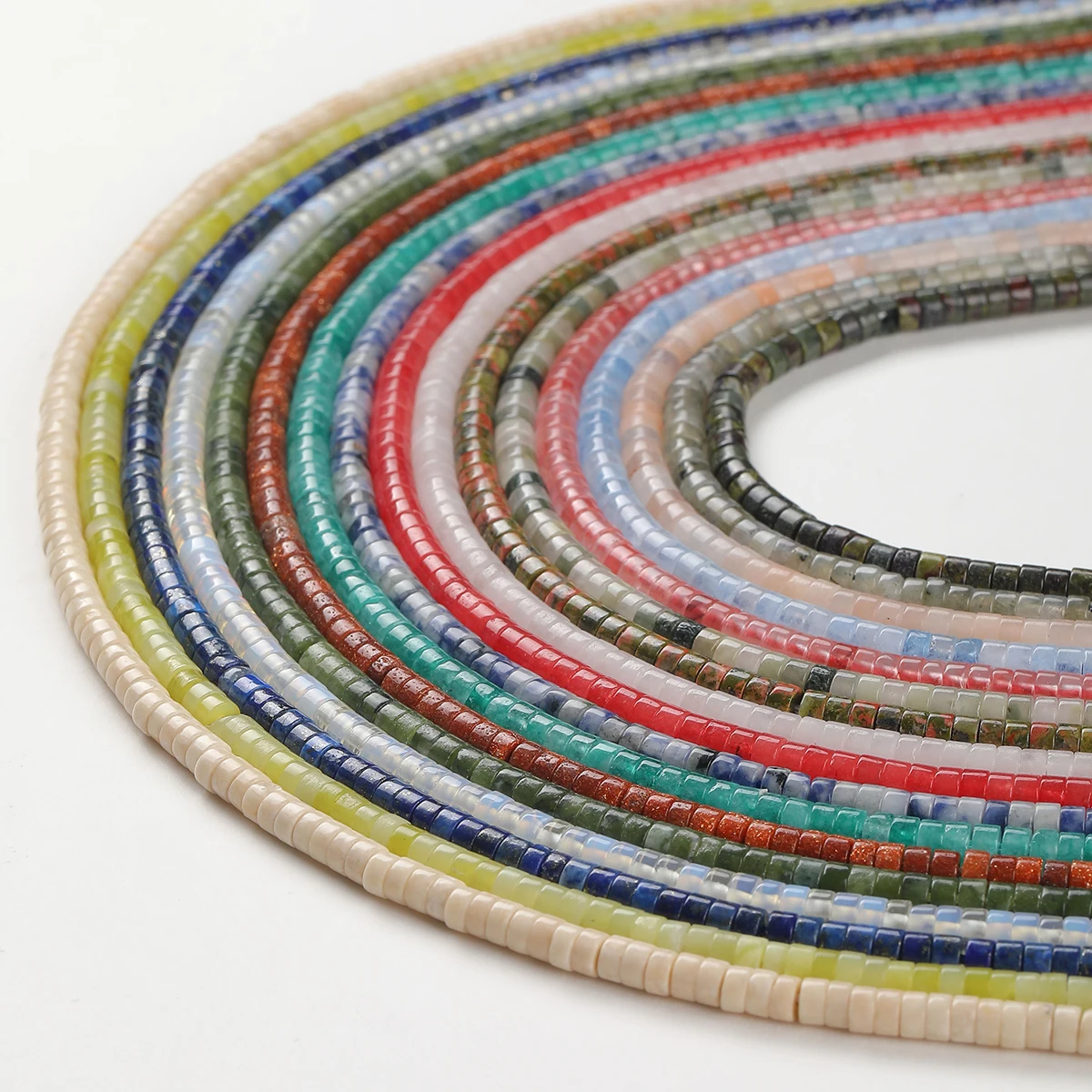 4*2mm Naturstein-Scheibenperlen, rosa Quarz, Jaspis, Jade, flache lose Spacer-Heishi-Perlen für die Schmuckherstellung, DIY-Armband, Halskette – Detail 2