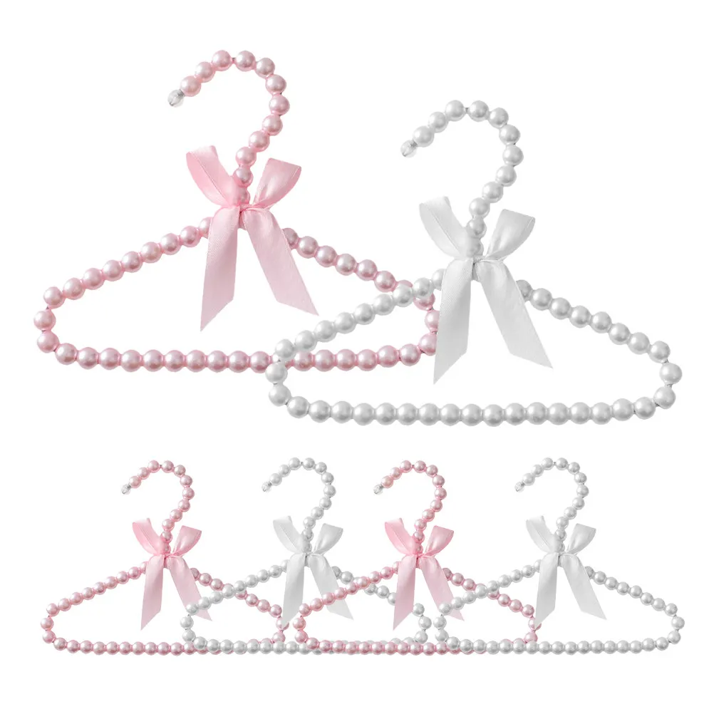 6Pcs Pearl Clothes Hangers for Babies Compact Plastic Hangers Space Saving Infant Closet Organizer Gentle on Delicate Fabrics