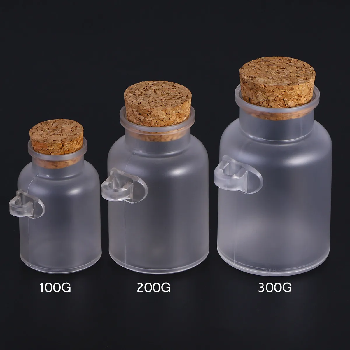 ABS Plastic Empty Bottle Jar Bath Salt Container with Wooden Cork Spoon for Spice Storage Use Plastic Bottle