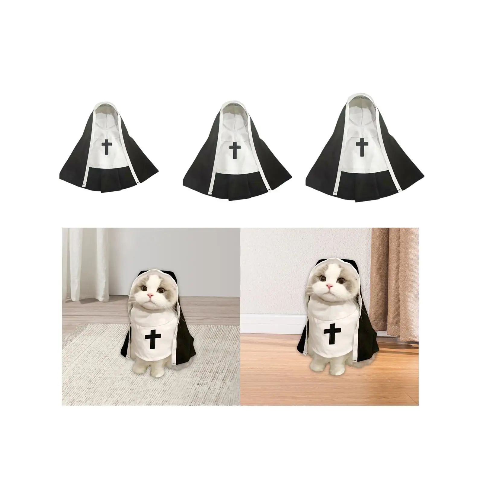 Pets Dress up Cloak Show Black White Parties Photoshoots Festival Party Pet Clothes Set Pets Cosplay Apparel Kitten Cos Suit