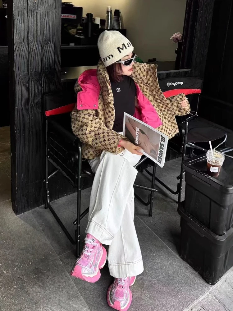 New Hooded Print Green Down Jacket Winter Female 2025 Parkas Mujer Casual Puffer Duck Downs Coats Women Elegant Office Lady