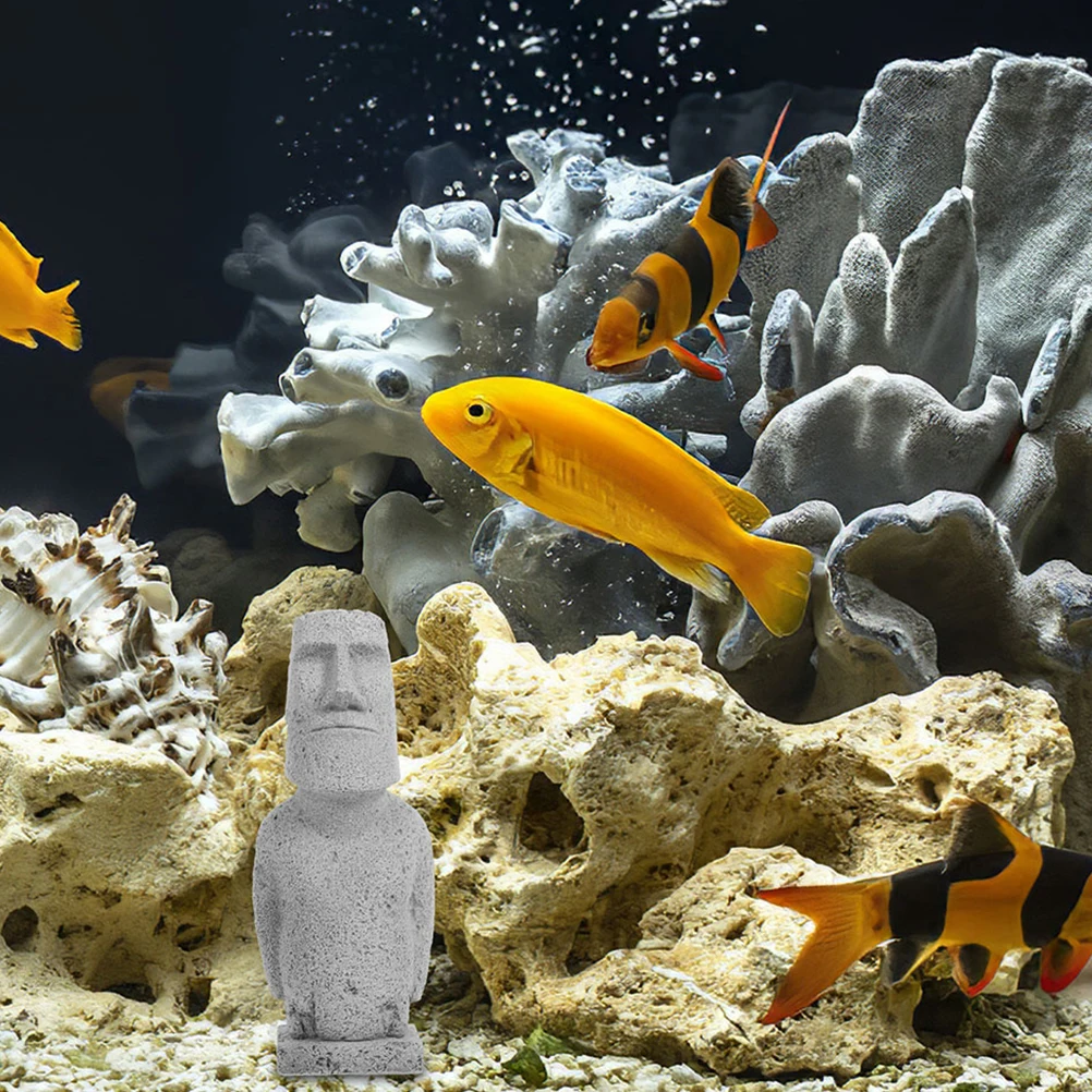 

1pc Lifelike Moai For Fish Tank Aquarium Desktop Garden Aquarium Decoration Decor Small Moai Stone Sculpture Mini Decoration