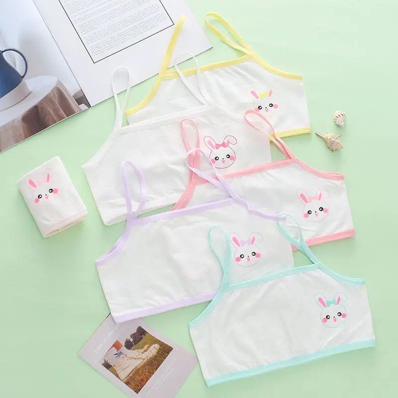 10pcs/Lot Children\'s Breast Care Girl Bra 6-12 Years Hipster Cotton Teens Teenage Underwear Summer Kids Vest