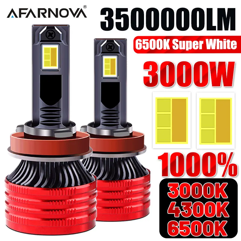 

3000W H7 H1 Светодиодная фара 3500000LM Led Canbus 4300K 6000K Автомобильные лампы H3 H4 H11 H13 H27 9005 9006 9007 9012 Противотуманные фары Автомобильные фары
