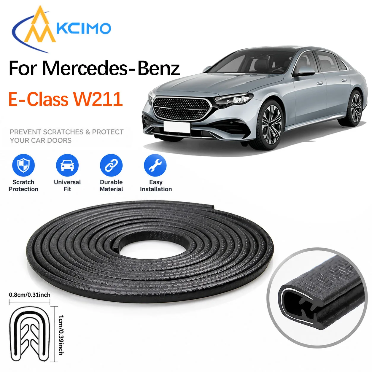 Car Door Edge Anti Scratch Guard For Mercedes-Benz E-Class W211 S211 2003–2009 PVC Seal Strip With Built‑in Steel Sheet