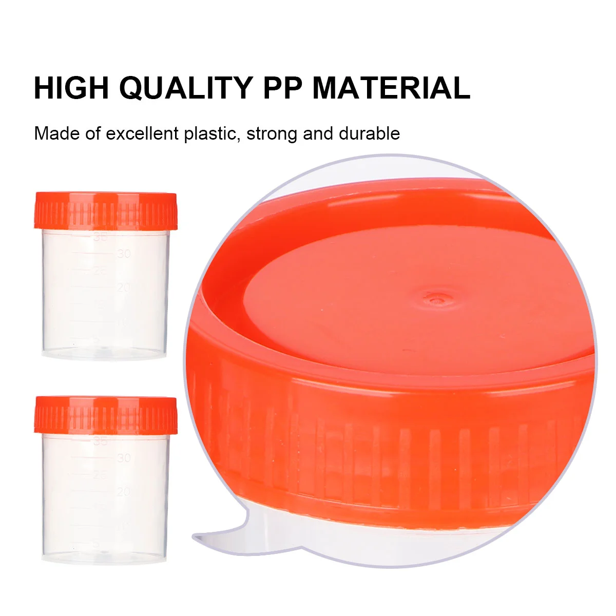 50 Pcs/1 Pack 40ml Plastic Specimen Sampling Cup Practical Urine Sealed Container with Spiral Cover for Laboratory Use (Random C