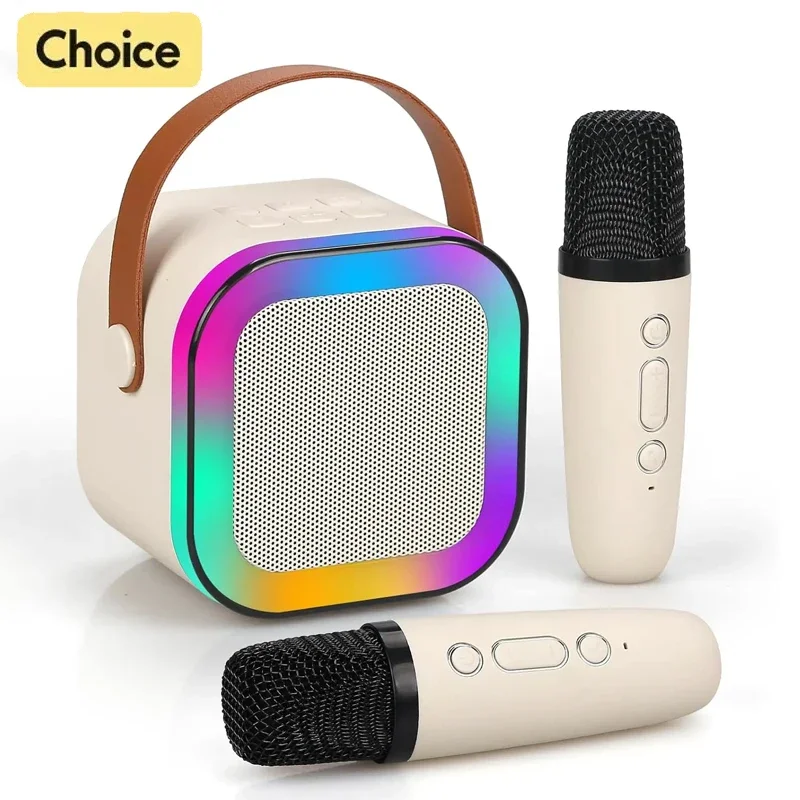 K12 Karaoke Machine Kids Adults Mini Portable BlueTooth Karaoke Speaker with 2 Wireless Microphones Birthday Speaker System Gift