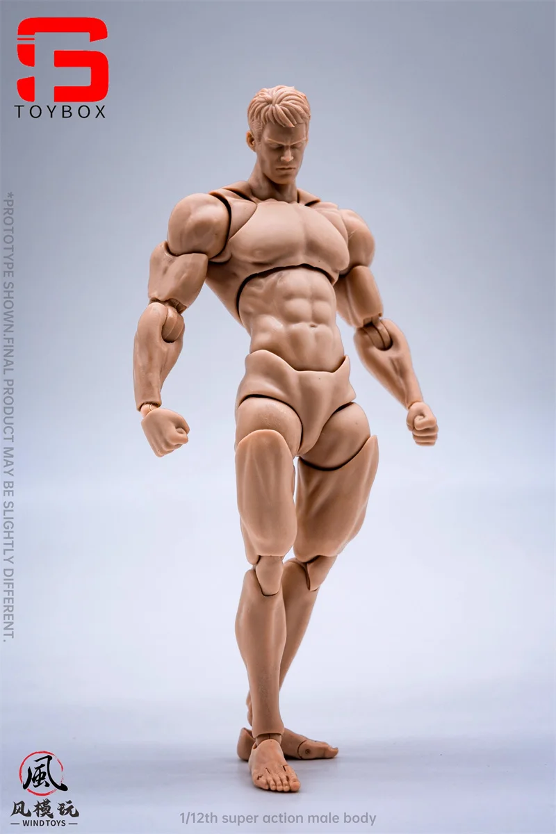 Wind Toys 1/12 Super Flexible Male Muscle Strong Joint Body 16cm Man Action Figure Doll Model with Head Sculpt 7 Pair of Hands