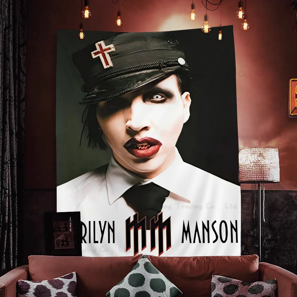 Music M-Marilyn Manson Chart Tapestry Art Science Fiction Room Home Decor Cheap Hippie Wall Hanging