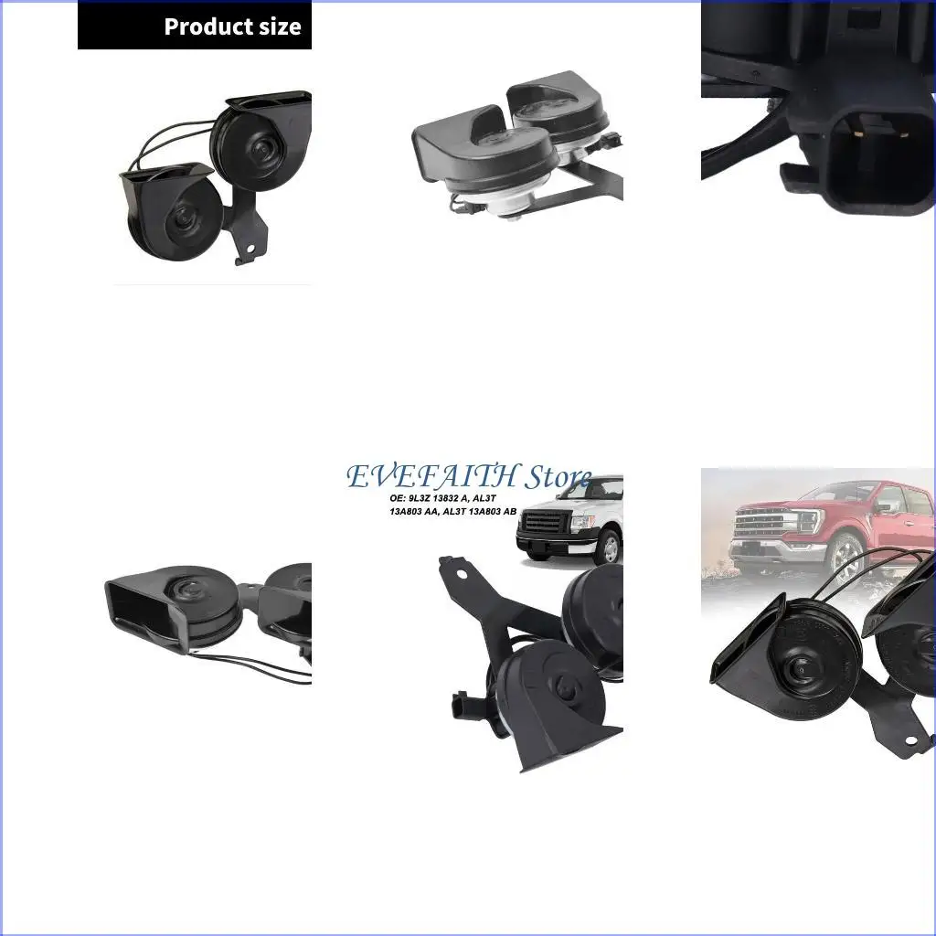

124B Vehicles Horn set Weather Resistant Loudly Horn Assembly Replaces 9L3Z-13832-A Loud Warning Horn Assembly for F150