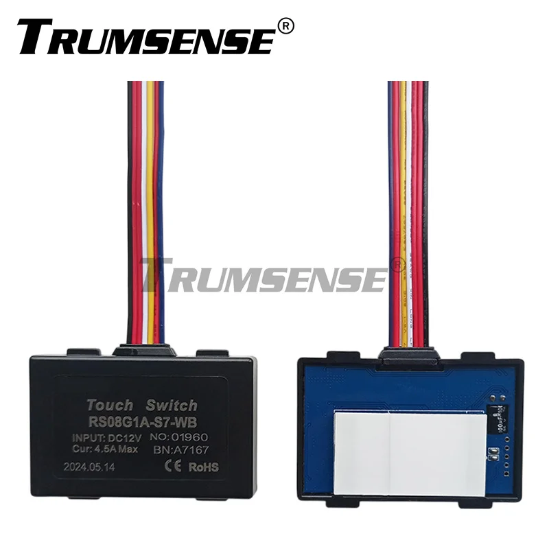 Trumsense RS08G1A-S7-WB Radar Sensing Switch with Touch and Anti-fog Control Stepelss Dimming for Bathroom Makingup KTV Mirror