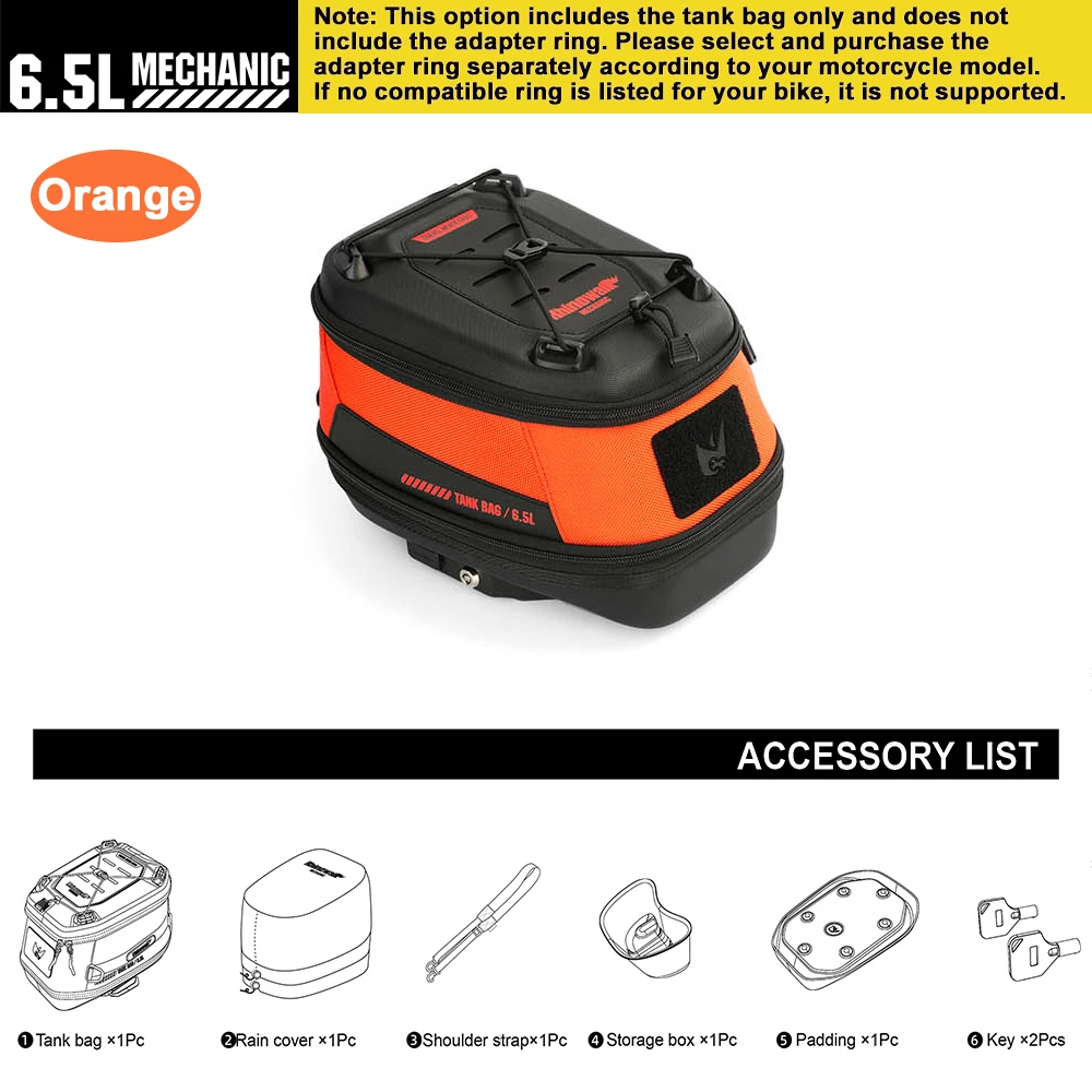 Rhinowalk Motorfiets Magneet Tanktas 6.5L Waterdicht Snel Ontkoppelbaar Anti-diefstal Tas Met Regenhoes Voor BMW SUZUKI KTM CFMOTO