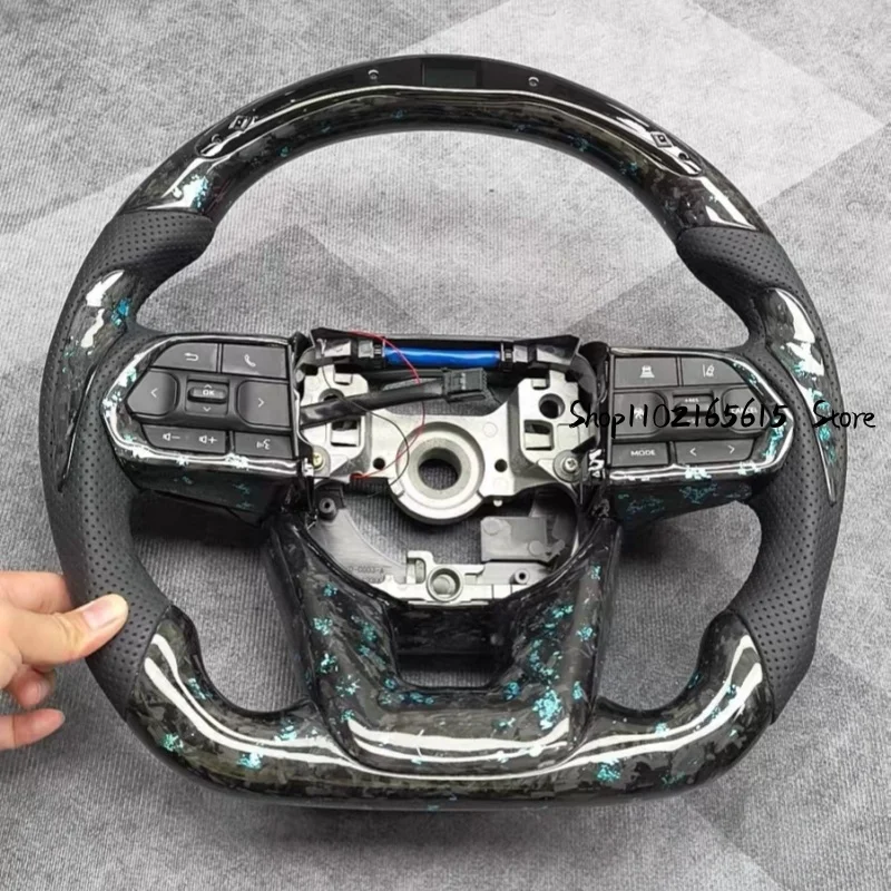 Modified Leather Carbon Fiber Racing Style LED Steering Wheel Upgrade For Toyota Corolla LC300 Hilux Fortuner Land Cruiser GR view 4