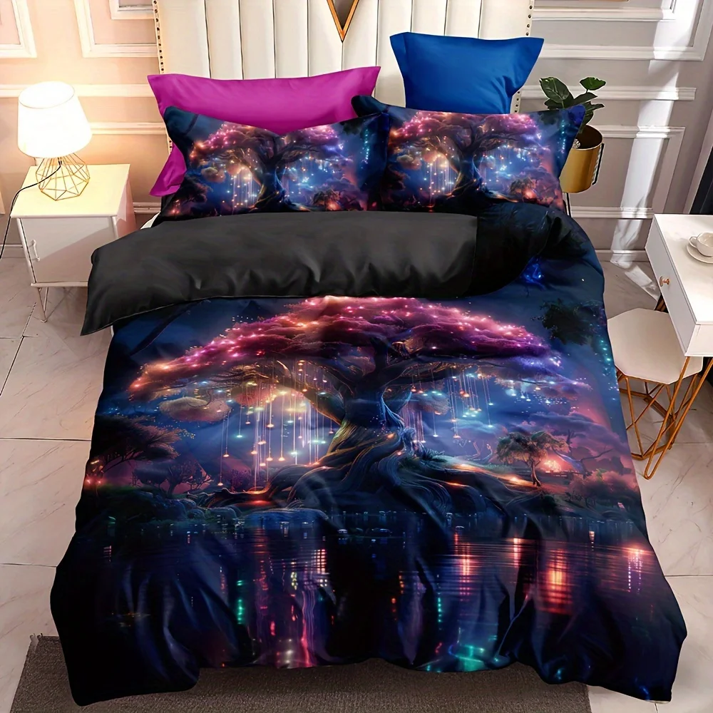 3pcs Duvet Cover Set  3D Life Tree Print All Season Bedding Set Soft Comfortable Breathable Duvet Cover For Decoration Bedroom