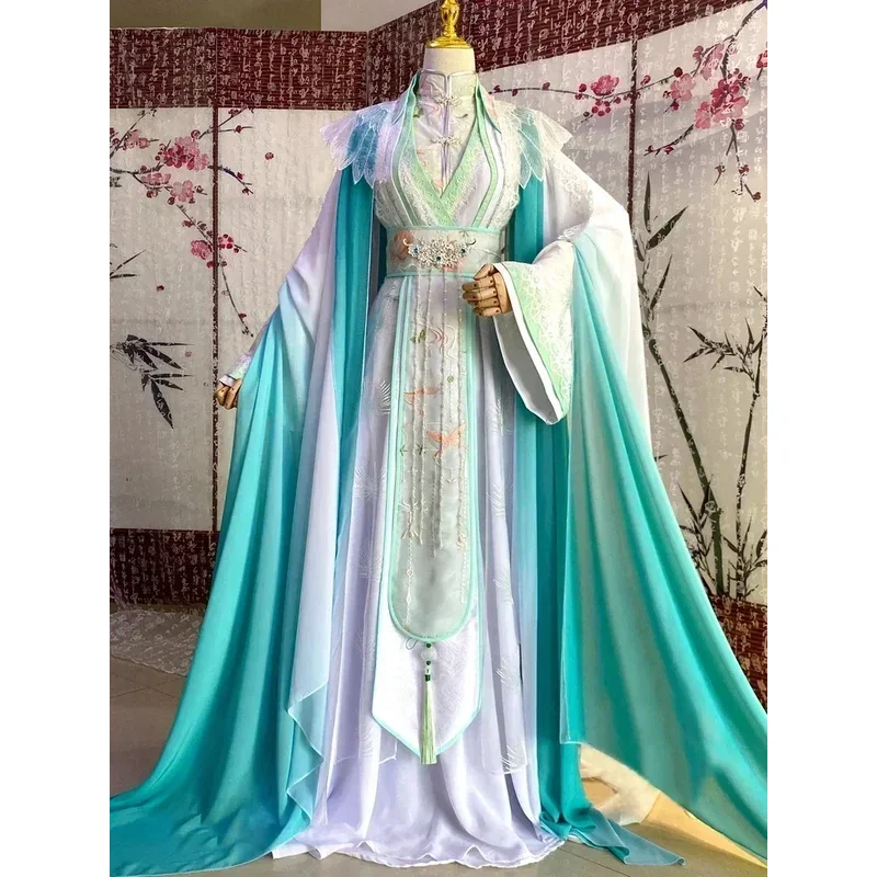 Heaven Official's Blessing Wind Master Qingxuan Cosplay Ancient-Costume Men Women's Han Chinese Clothing Wig Crown Fan Full Set