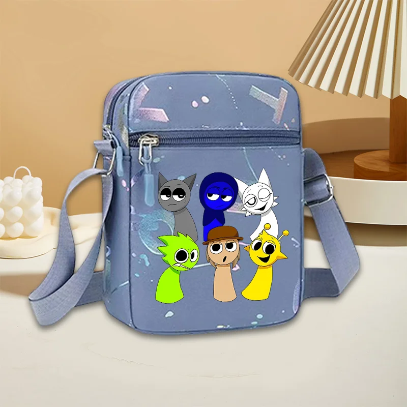 

Sprunki Shoulder Bag Cute Cartoon Printed Crossbody Bags Fashion Waterproof Nylon Handbags Travel Business Pouch Birthday Gifts