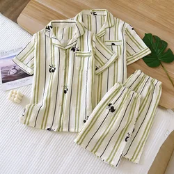 Summer 2025 New Cotton Couple Pajamas Suit Female Short-Sleeved Shorts Men's Pajamas Thin Home Service Suit pyjamas Women Panda