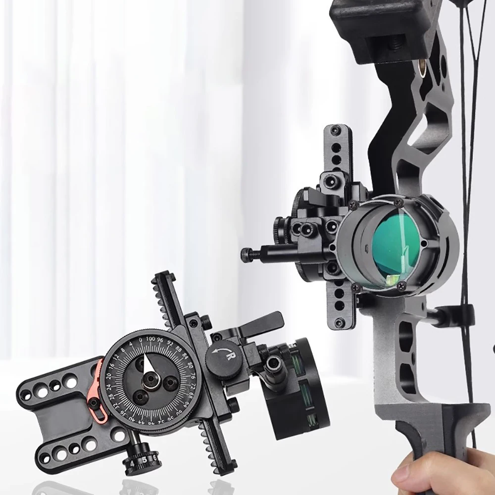 Archery 1 Pin 0.019" Optic Fiber Bow Sight Right Hand Micro-Adjustable Compound Bow Shooting Scope for Hunting Competition