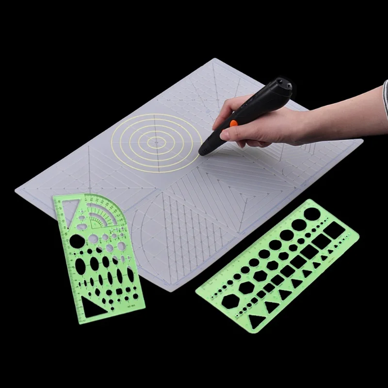 9 قطعة قوالب رسومات قياس مساطر هندسية مسطرة بلاستيكية لدراسة البناء الهندسية والتصميم #5