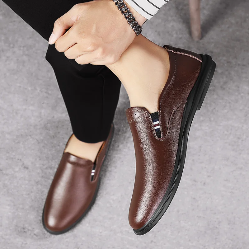 أحذية رجالية وصلت حديثًا، أحذية جلدية بسيطة، أحذية مسطحة مريحة، أحذية رجالية مصنوعة يدويًا، أحذية عمل كلاسيكية #5