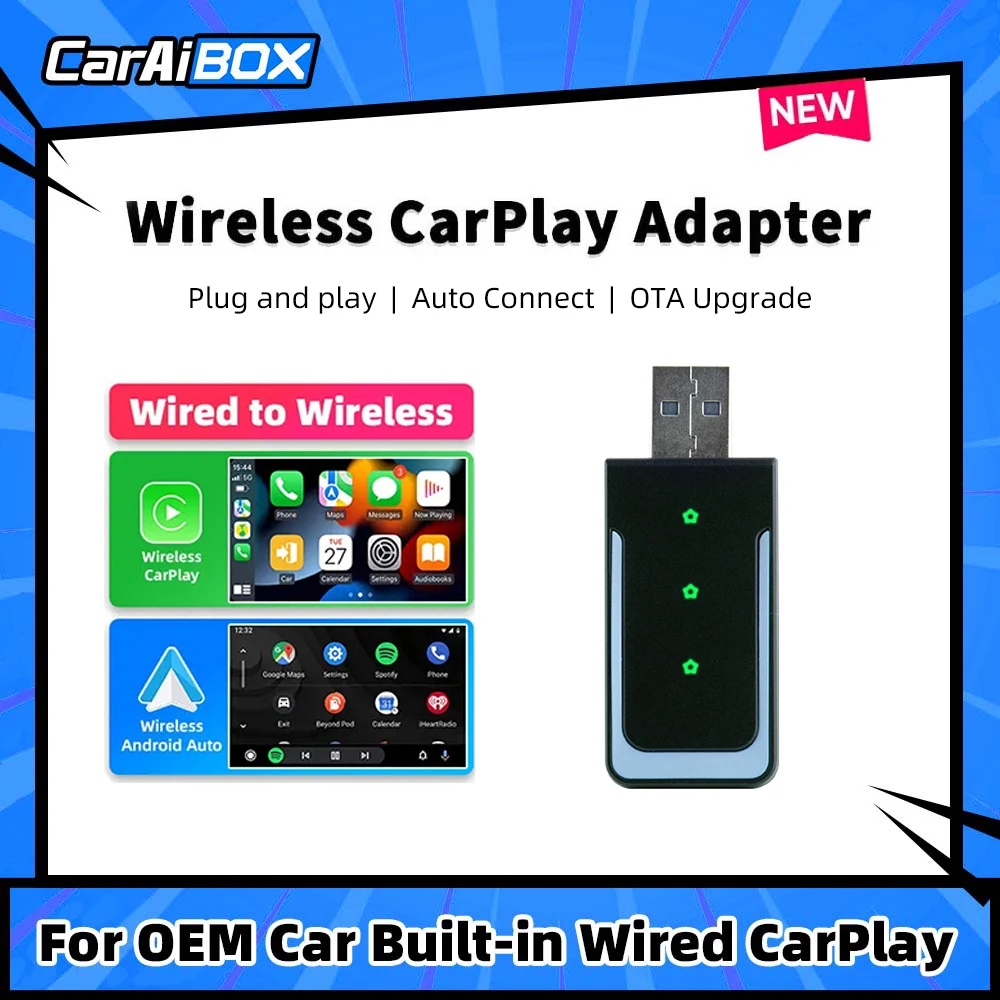 CarAIBOX 2in1 Wireless CarPlay & Wireless Android Auto Adapter Box For Car Radio with Wired CarPlay & Android auto