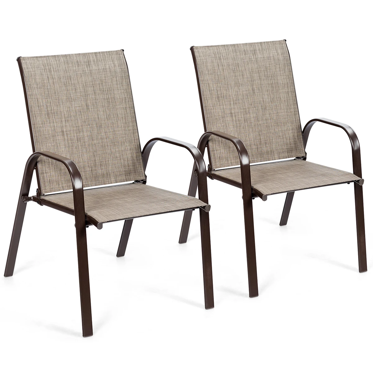 2PCS Patio Chairs Outdoor Dining Chair Durable Garden Deck Yard W/Armrest