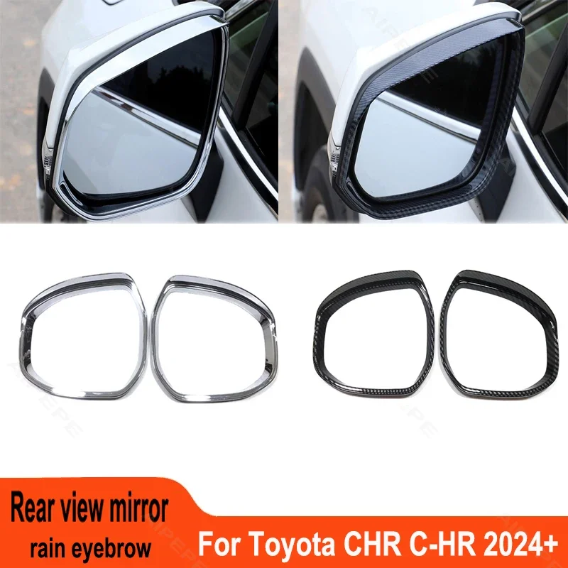 For Toyota CHR C-HR 2024 2025 ABS Carbon Fiber Side Wing Rear View Mirror Cap Cover Reaview Mirror Visor Exterior Accessories