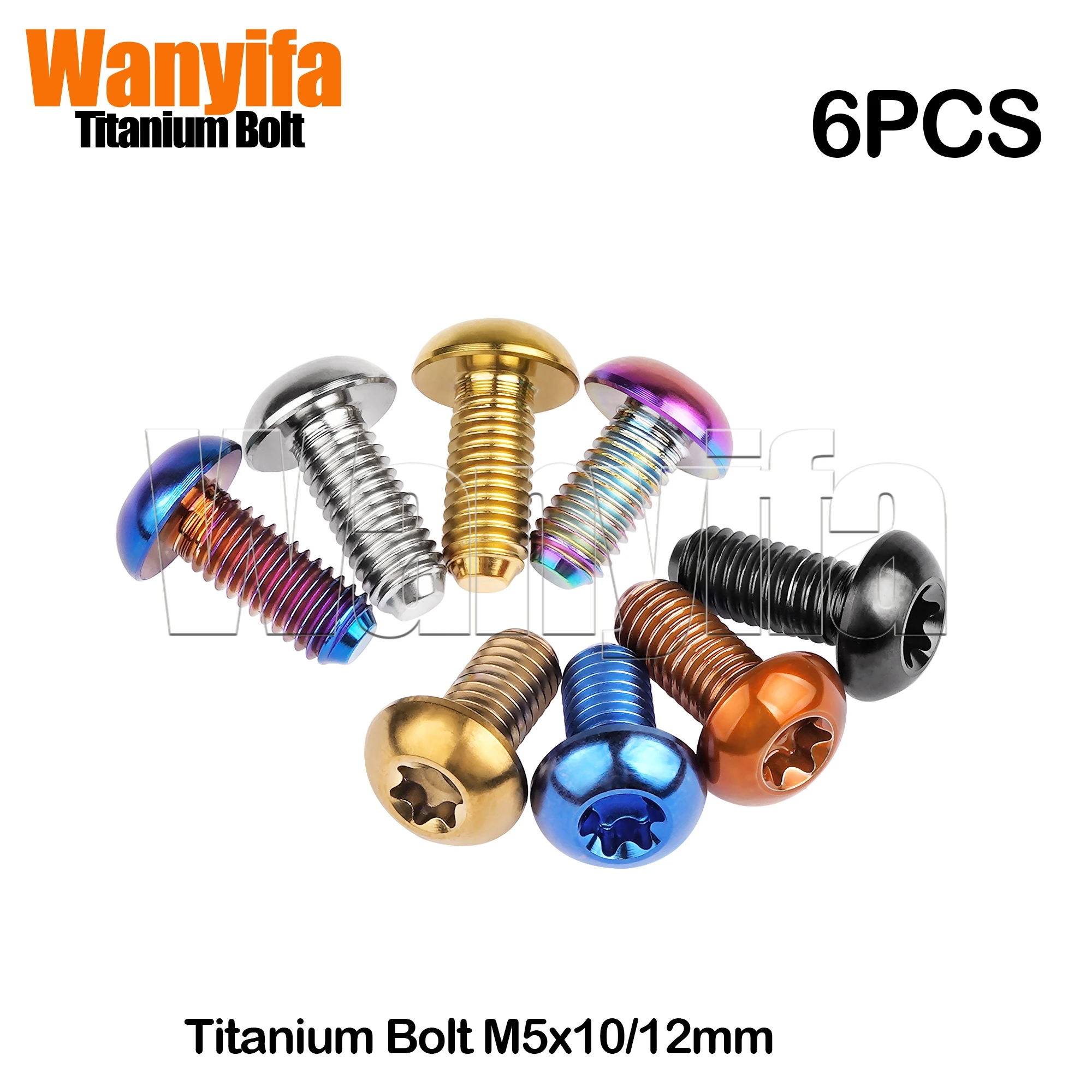 

Wanyifa Titanium Bolt 6PCS M5x10/12mm T25 Torx Head Disc Brake Screw for MTB Bicylce Part