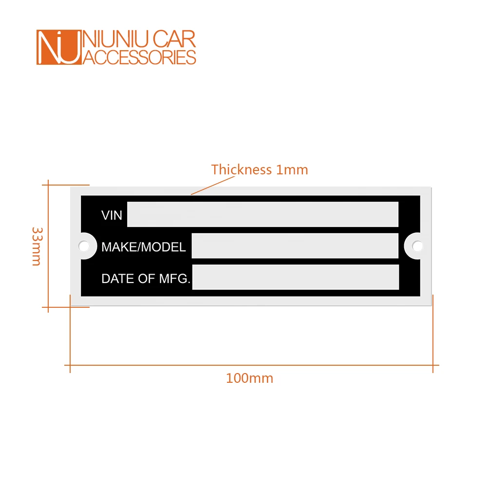 Aluminium Blank Of Gegraveerd Trailer Vin Seriële Id Tag Plaat Data Auto Vrachtwagen Hot Rod Apparatuur 100X33Mm caravan Rv Camper Onderdelen