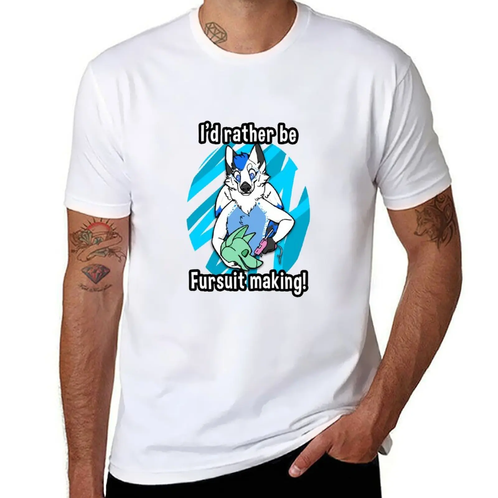 

I'd rather be fursuit making! T-Shirt t shirts for man graphic vintage cotton t shirt pack T-Shirt