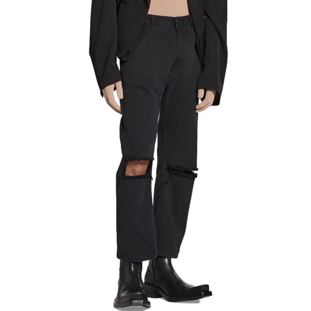 

Y2k Ripped Hole Washed Black Baggy Jeans for Men Ropa Pantalones Hombre Streetwear Casual Distressed Denim Trousers Oversized