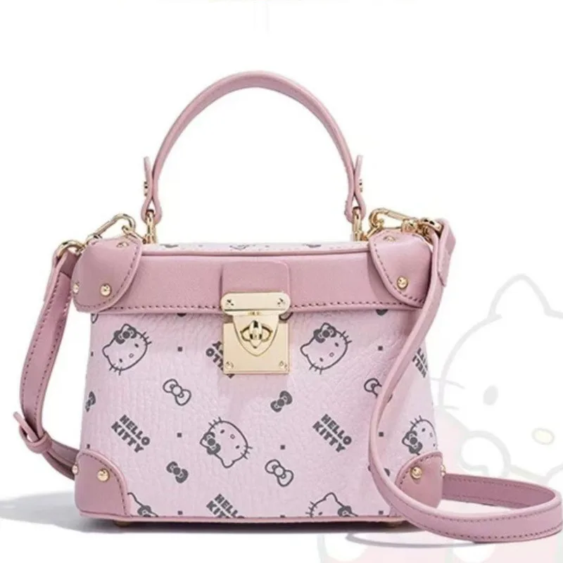 Sanrio Hello Kitty Autumn New Trend Handbag Splicing Print Cute Design Makeup Bag Korean Version Versatile Kawaii Pink Tote Bag