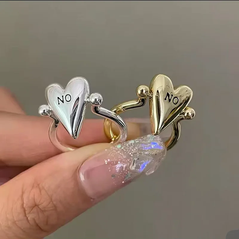 Exquisite Personality Metal Glossy Surface Heart Shape Letter 