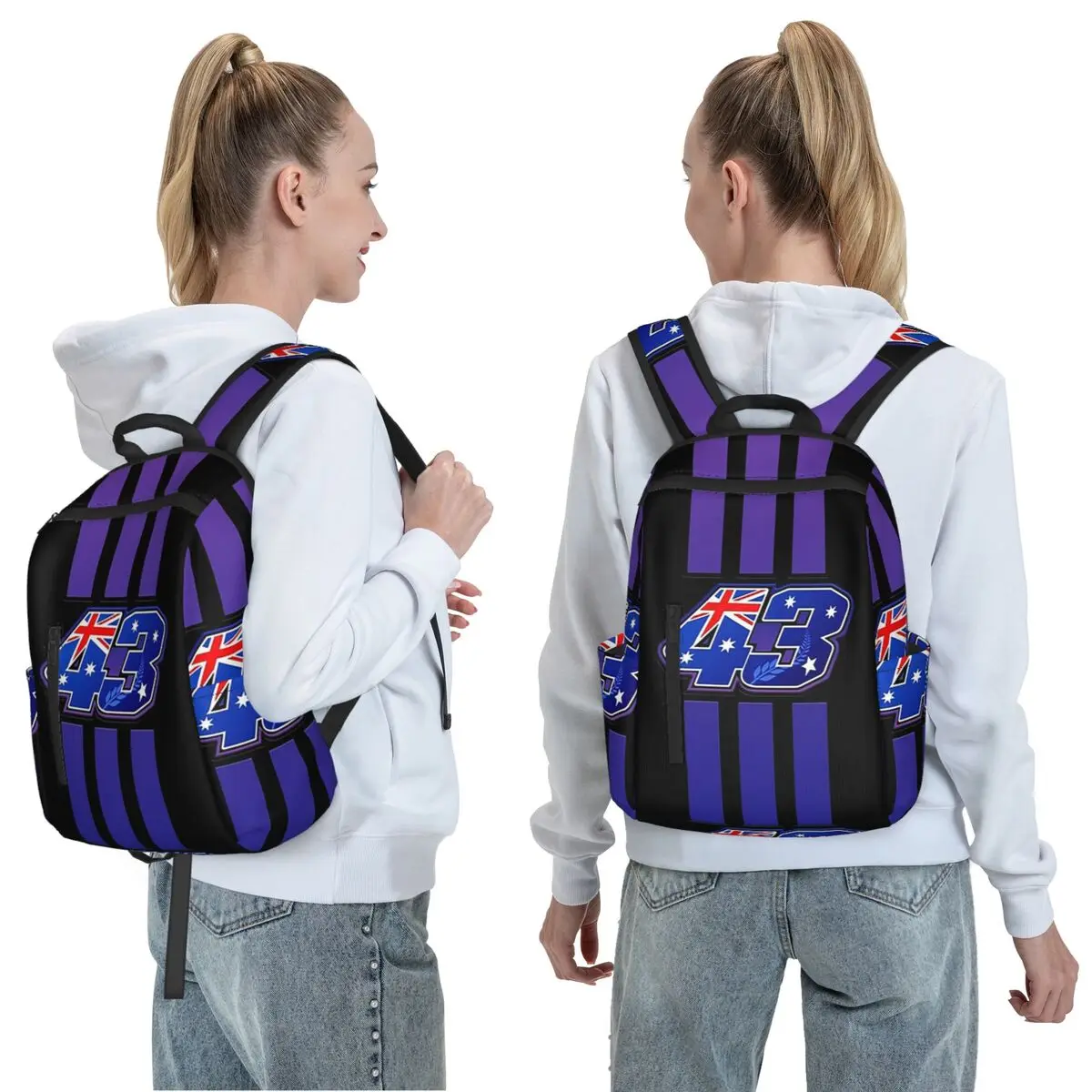 Jack Miller Number 43 Backpack Daypack Large Capacity Children BookBag School Bag Shoulder Bags for Men Women