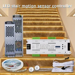 Sensore di movimento PIR Controller luce scala 12V striscia LED 2835 bianco caldo 32 gradini controllo scala per illuminazione scale a LED